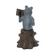 Frog on Stump Figurine with Book & Teacup | Gray Brown Polyresin 13"
