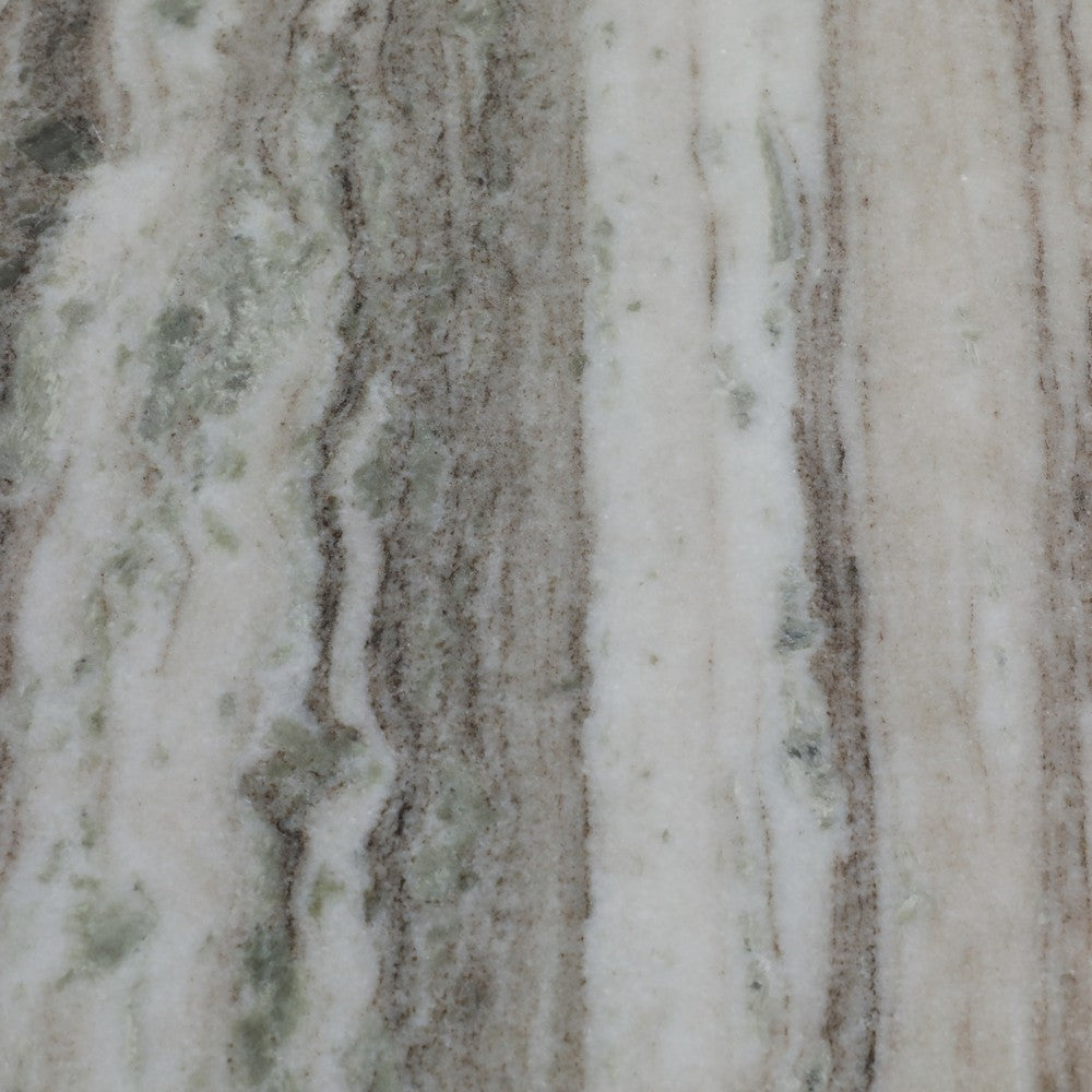 Side End Table | 16" Round White Marble Top | Brown Mango Wood Legs