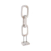 Abstract Chain Link Sculpture on a Stand | Decorative White Teak Wood