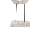 Abstract Chain Link Sculpture on a Stand | Decorative White Teak Wood