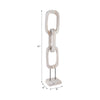 Abstract Chain Link Sculpture on a Stand | Decorative White Teak Wood