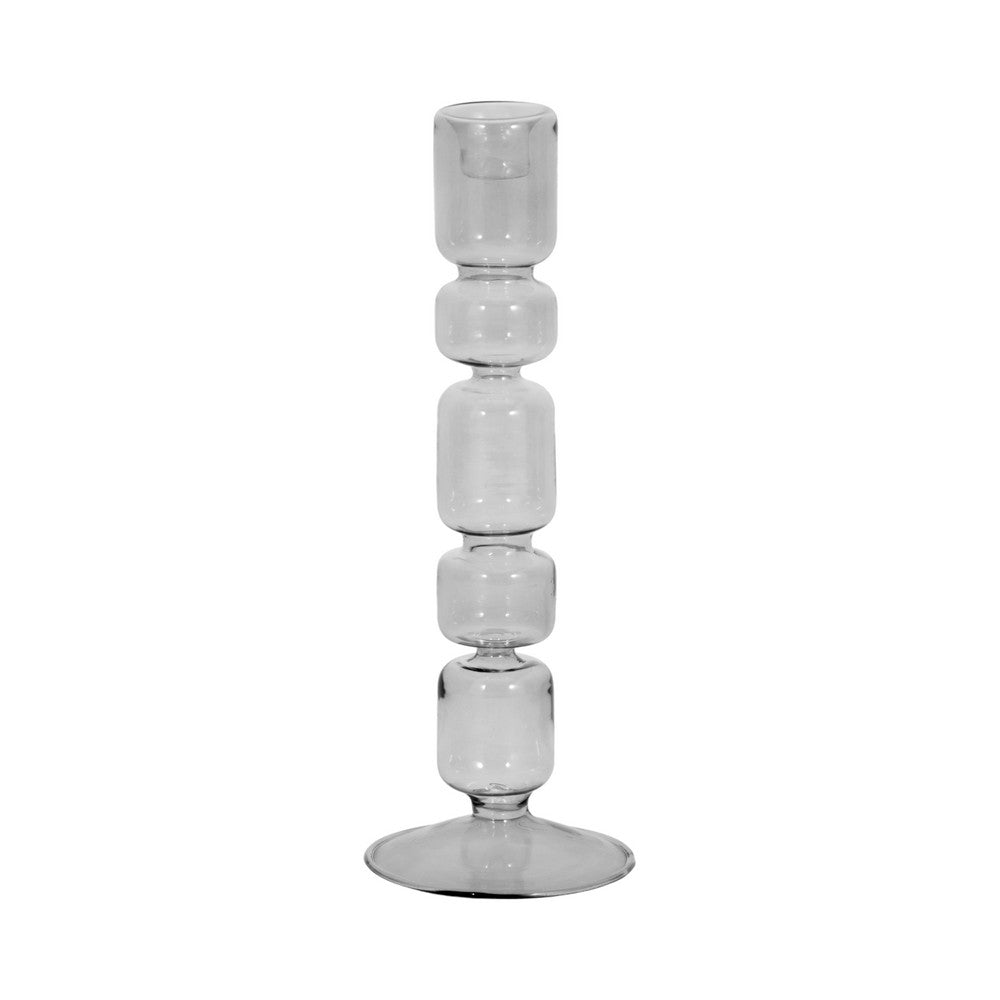 Aziz Decorative Mixed Bubble Candle Holder | Tapered Design | Gray 10"