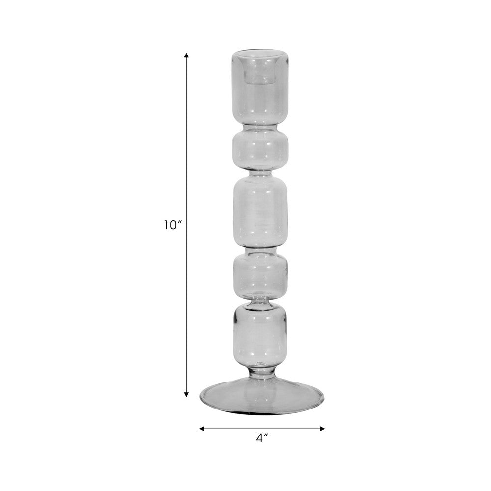 Aziz Decorative Mixed Bubble Candle Holder | Tapered Design | Gray 10"