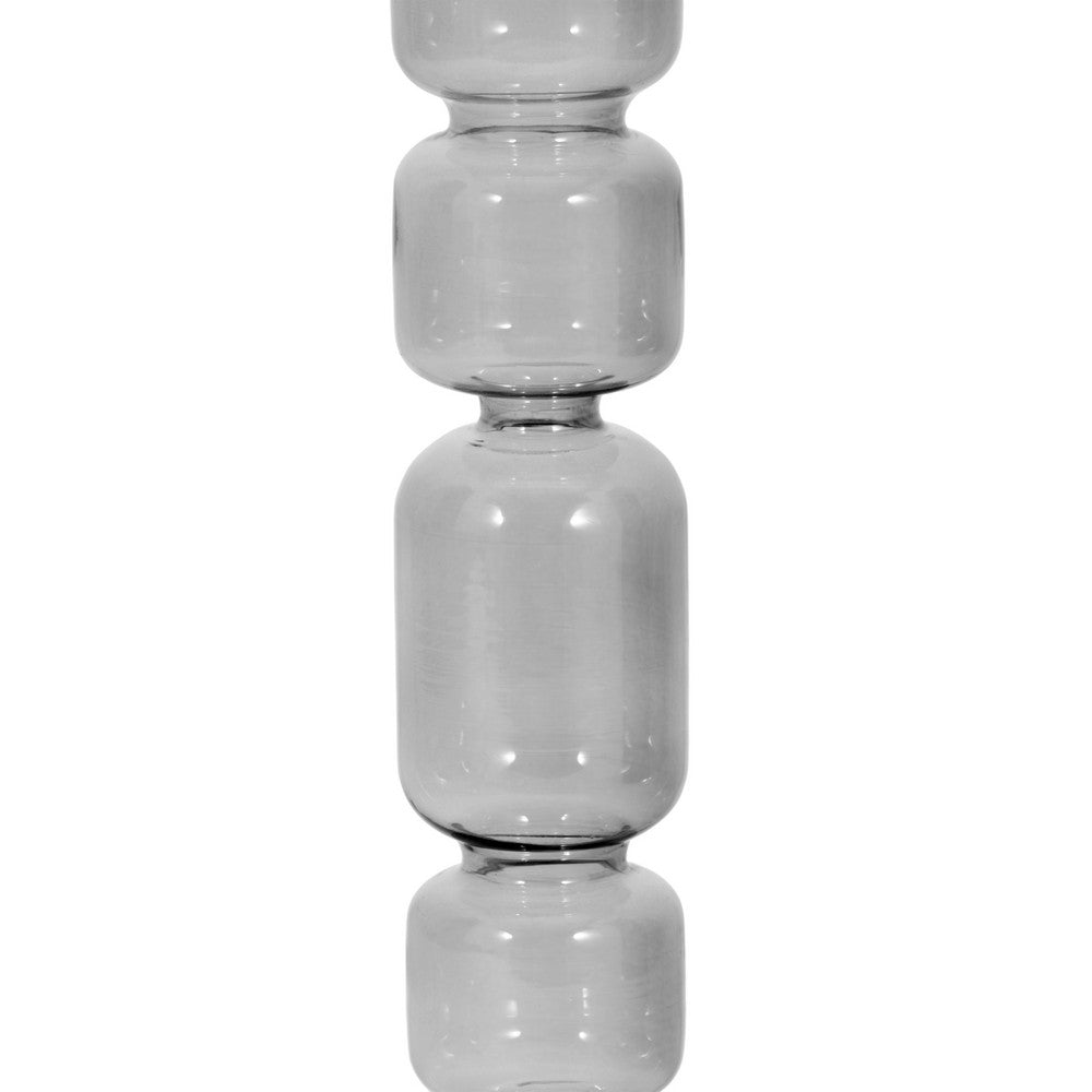 Aziz Decorative Bubble Taper Candle Holder | Smoke Glass Gray 12"