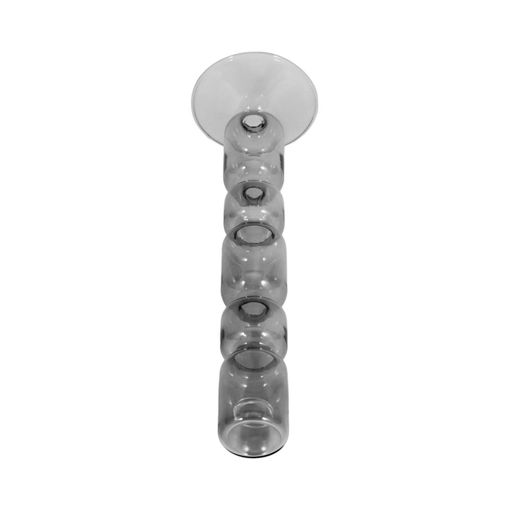 Aziz Decorative Bubble Taper Candle Holder | Smoke Glass Gray 12"