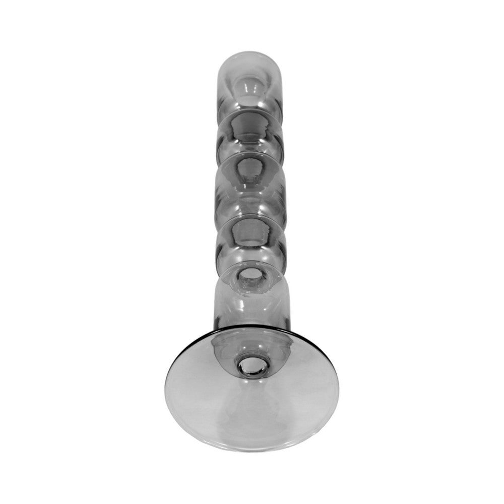 Aziz Decorative Bubble Taper Candle Holder | Smoke Glass Gray 12"