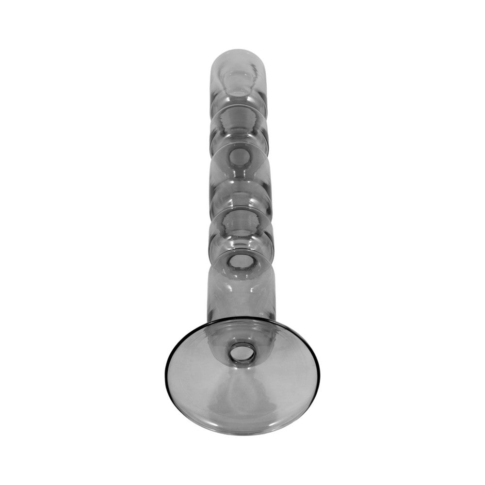Taper Candle Holder | Stacked Bubble Accent | 14" Clear Black Glass