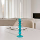 Tall Candle Holder | 10" Glass Mixed Bubble Taper Design | Blue