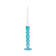 Tall Candle Holder | 10" Glass Mixed Bubble Taper Design | Blue