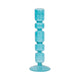 Tall Candle Holder | 10" Glass Mixed Bubble Taper Design | Blue