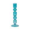 Tall Candle Holder | 10" Glass Mixed Bubble Taper Design | Blue