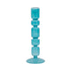 Tall Candle Holder | 10" Glass Mixed Bubble Taper Design | Blue