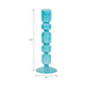Tall Candle Holder | 10" Glass Mixed Bubble Taper Design | Blue