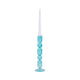 Bubble Stacked Taper Candle Holder | Glossy Aqua Blue Glass | 12"