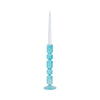 Bubble Stacked Taper Candle Holder | Glossy Aqua Blue Glass | 12"