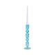 Bubble Stacked Taper Candle Holder | Glossy Aqua Blue Glass | 12"