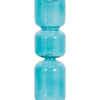 Bubble Stacked Taper Candle Holder | Glossy Aqua Blue Glass | 12"