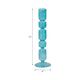 Bubble Stacked Taper Candle Holder | Glossy Aqua Blue Glass | 12"