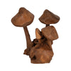 Decorative Mushroom Cluster Sculpture | 13" Dark Natural Brown Teak Wood