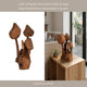 Decorative Mushroom Cluster Sculpture | 13" Dark Natural Brown Teak Wood