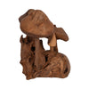 Decorative Mushroom Cluster Sculpture | 13" Dark Natural Brown Teak Wood