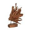 Decorative Sculpture of a Fish on a Stand | Carved Brown Teak Wood | 30"