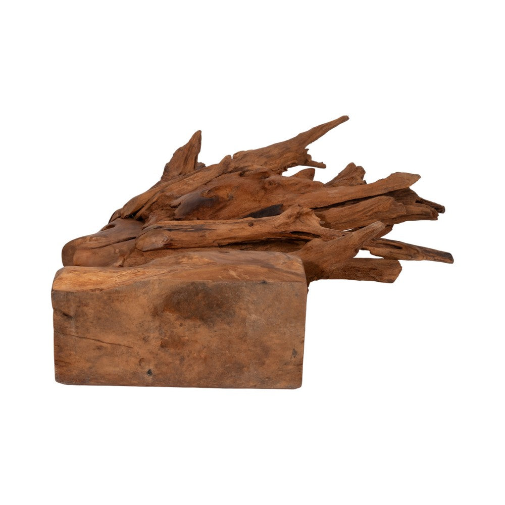 Decorative Sculpture of a Fish on a Stand | Carved Brown Teak Wood | 30"
