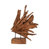 Decorative Sculpture of a Fish on a Stand | Carved Brown Teak Wood | 30"