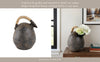 Kael Decorative Jug Vase | Wrapped Rattan Handle | Gray Terracotta 13"