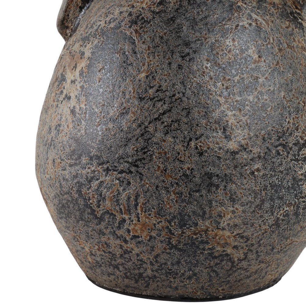 Kael Decorative Jug Vase | Wrapped Rattan Handle | Gray Terracotta 13"