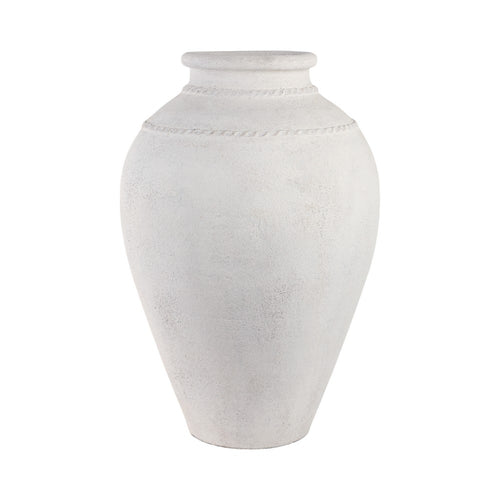 Decorative Accent Tall Floor Vase | 30" Rustic Ivory White Terracotta