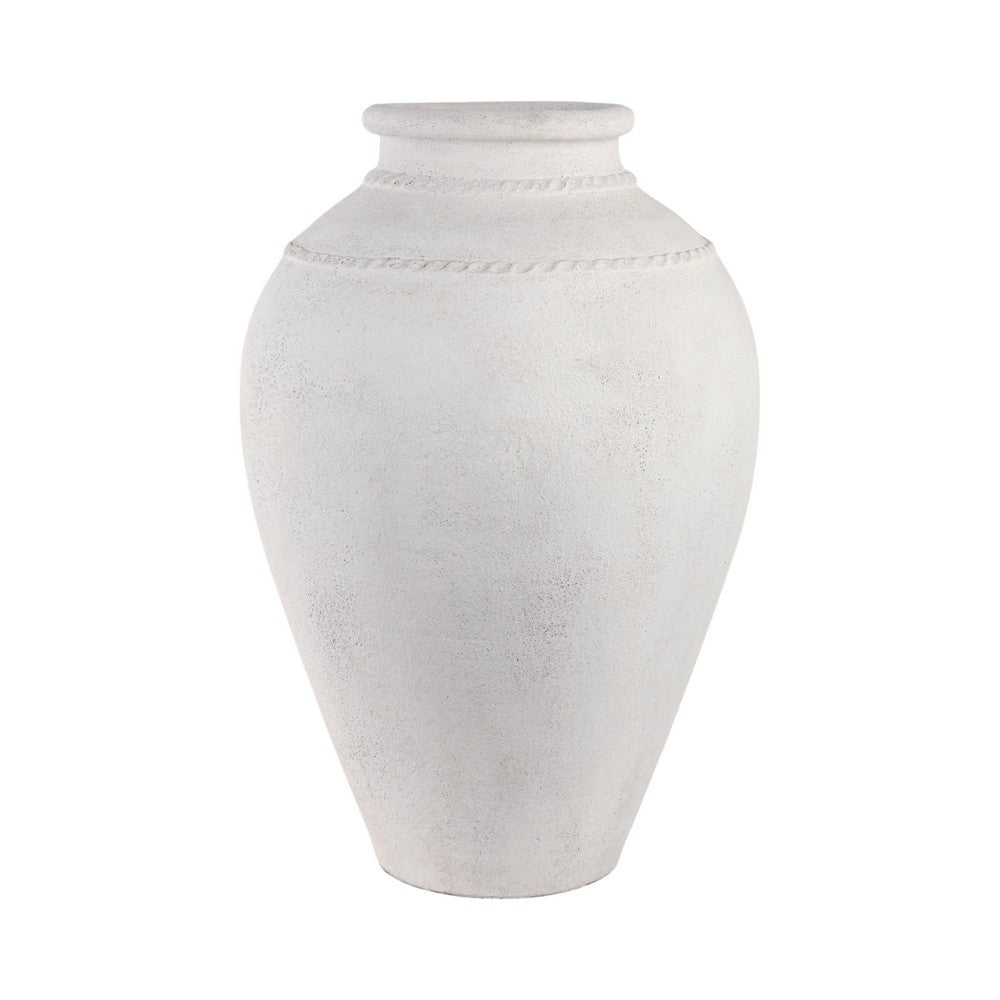 Decorative Accent Tall Floor Vase | 30" Rustic Ivory White Terracotta