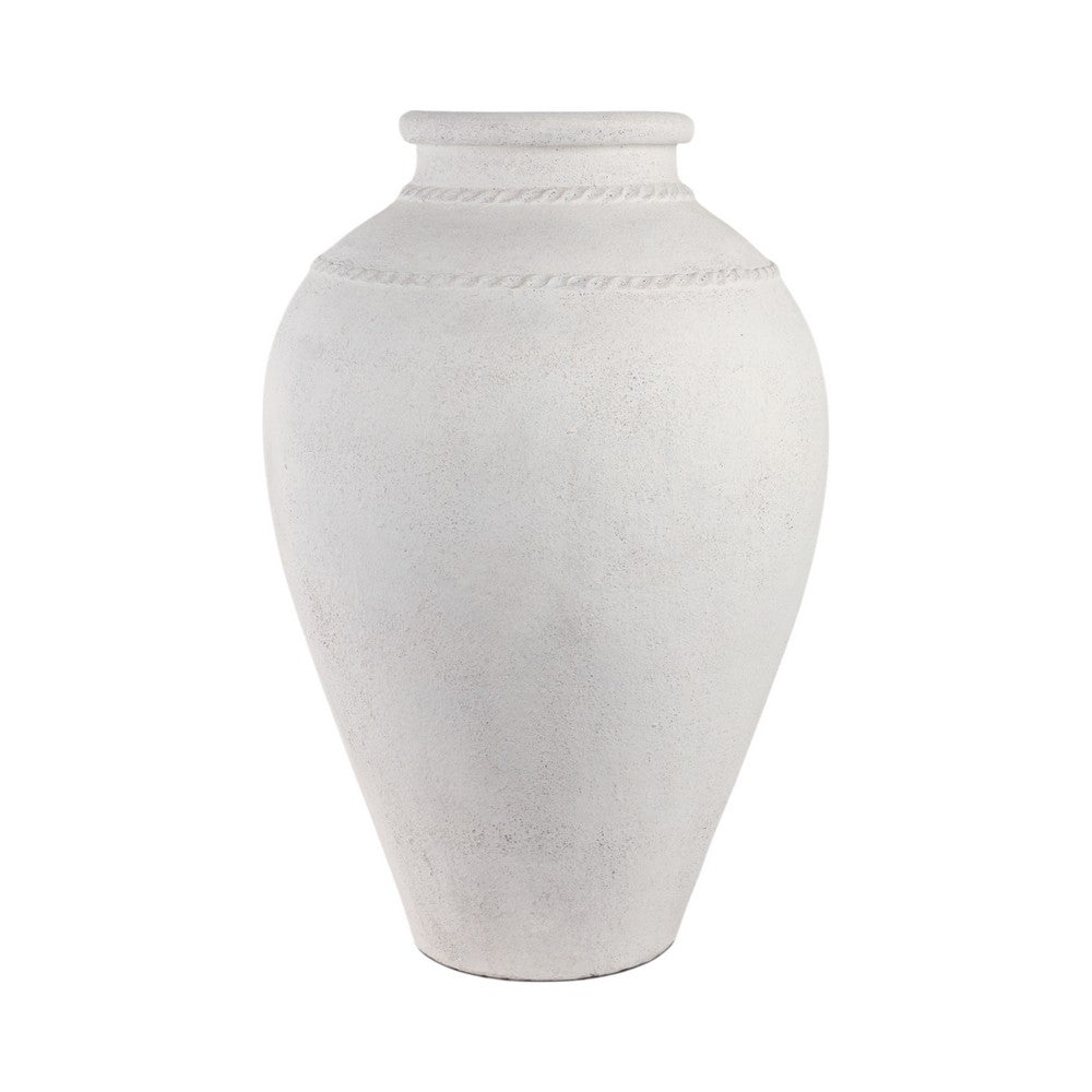 Decorative Accent Tall Floor Vase | 30" Rustic Ivory White Terracotta