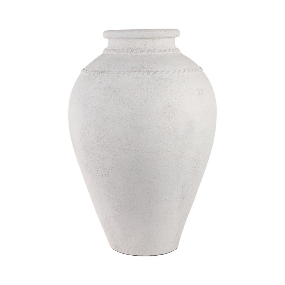 Decorative Accent Tall Floor Vase | 30" Rustic Ivory White Terracotta