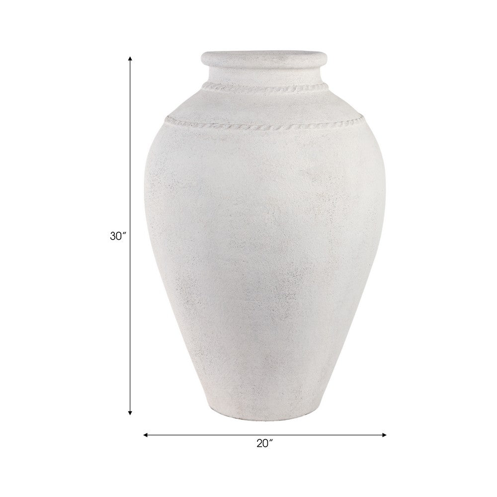 Decorative Accent Tall Floor Vase | 30" Rustic Ivory White Terracotta