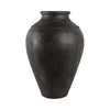 Decorative Floor Vase w Sculpted Rim | Matte Rustic Black | 30"