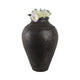 Decorative Floor Vase w Sculpted Rim | Matte Rustic Black | 30"