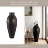 Decorative Floor Vase w Sculpted Rim | Matte Rustic Black | 30"