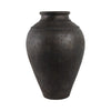 Decorative Floor Vase w Sculpted Rim | Matte Rustic Black | 30"
