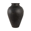 Decorative Floor Vase w Sculpted Rim | Matte Rustic Black | 30"
