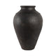 Decorative Floor Vase w Sculpted Rim | Matte Rustic Black | 30"