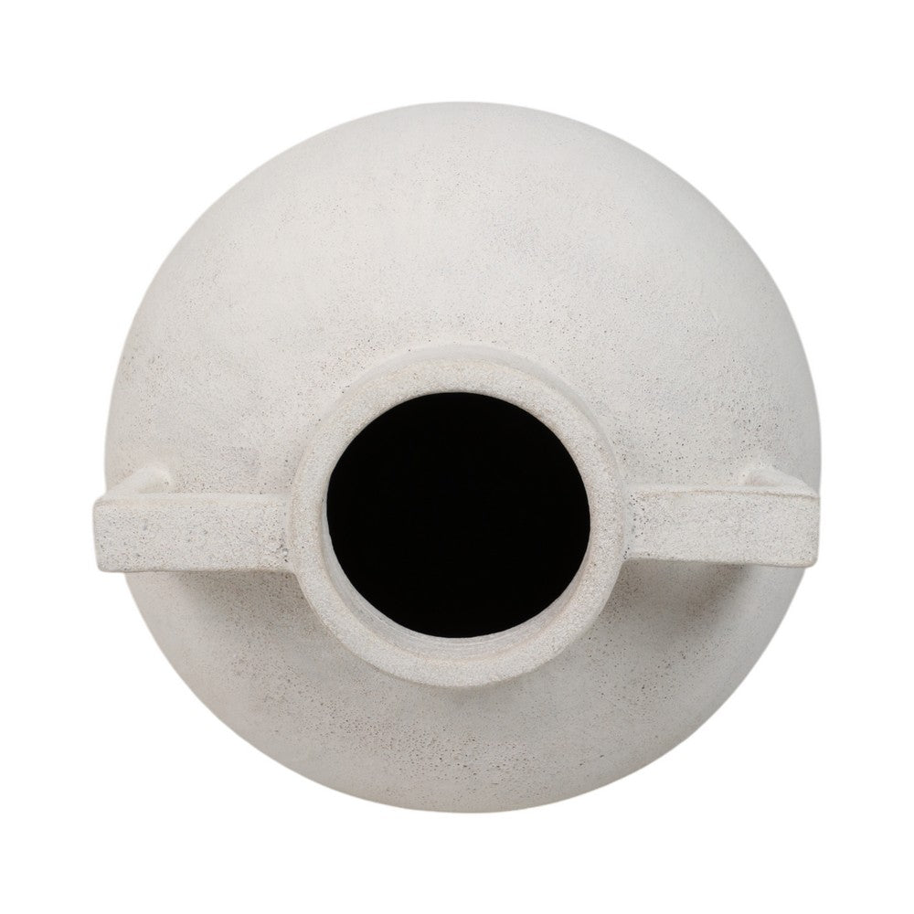 Floor Vase | 40" Amphora Shape with Side Handles | Ivory Terracotta