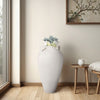 Floor Vase | 40" Amphora Shape with Side Handles | Ivory Terracotta