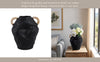 Jug Vase with Rattan Handles | Pottery Shape | Black Terracotta 13"