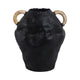 Jug Vase with Rattan Handles | Pottery Shape | Black Terracotta 13"