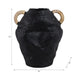 Jug Vase with Rattan Handles | Pottery Shape | Black Terracotta 13"