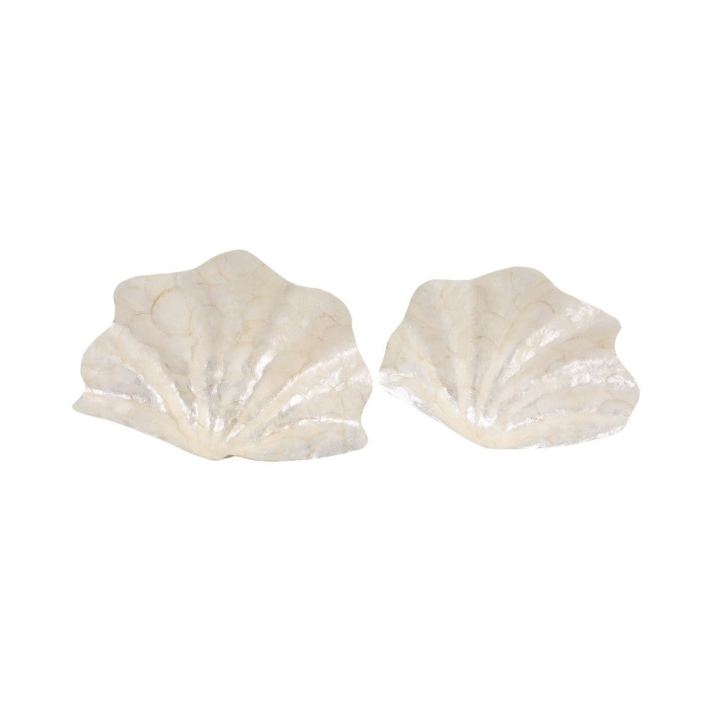 Decorative Coastal Bowls Set of 2 | Ivory Shell Capiz Duo 12" & 20"