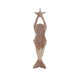Mermaid Coastal Decor Sculpture with Gold Capiz Tail | Light Brown Wood