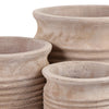 Outdoor Planter Set of 3 | Bowl Shape | Ribbed Antique White Terracotta