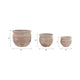 Outdoor Planter Set of 3 | Bowl Shape | Ribbed Antique White Terracotta